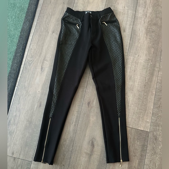 Black Moto Skinny Pants with Gold Hardware by A.Z.I - Picture 1 of 4